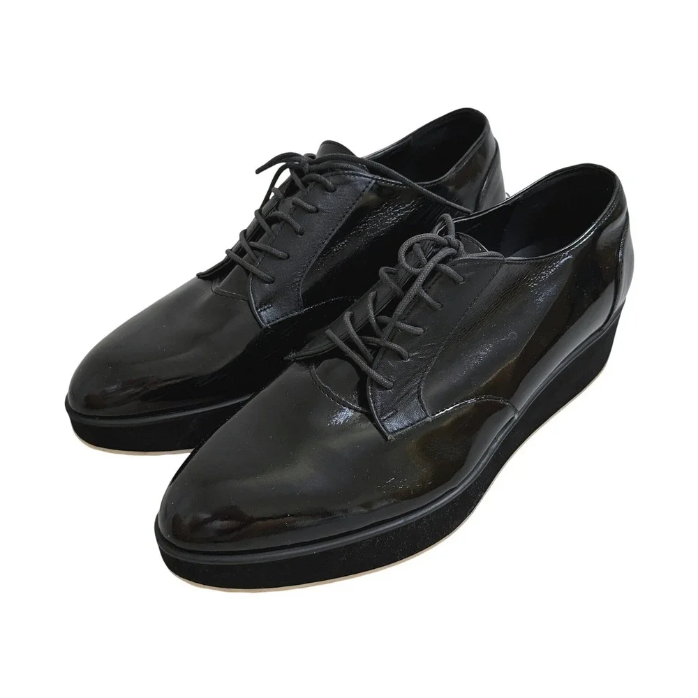 Vincis Bench VTG Black Patent Leather Platform Oxfords‎ Grunge Shoes 23.5 6.5 7